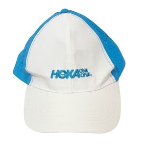 Hoka One Hat Cap Adjustable White Blue Time To Fly‎ Running Trucker Ball